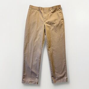 LL Bean Pants Men 35x32 Beige Classic Fit Khaki‎ Tan Slacks Cuffed Cotton